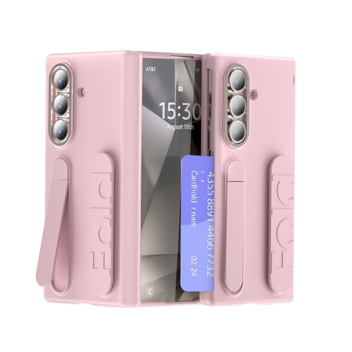 테크비 갤럭시 Z 폴드 오토 힌지 가드 그립 스탠드 카드 수납형 케이스 호환