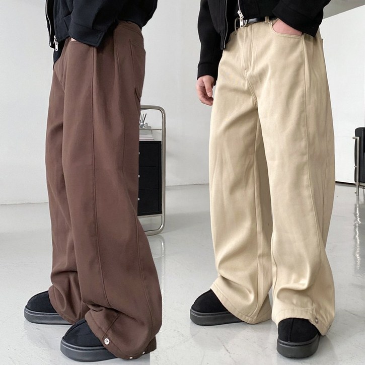 올멋 숏기본롱 S2XL 빅사이즈 절개 옆셔링 벌룬핏 와이드 코튼 바지 팬츠