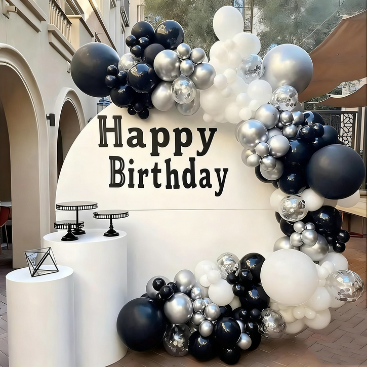 CEUQIESO 블랙과 화이트 혼합 풍선 아치 장식 세트 , 생일 파티 , 웨딩 장식 153개