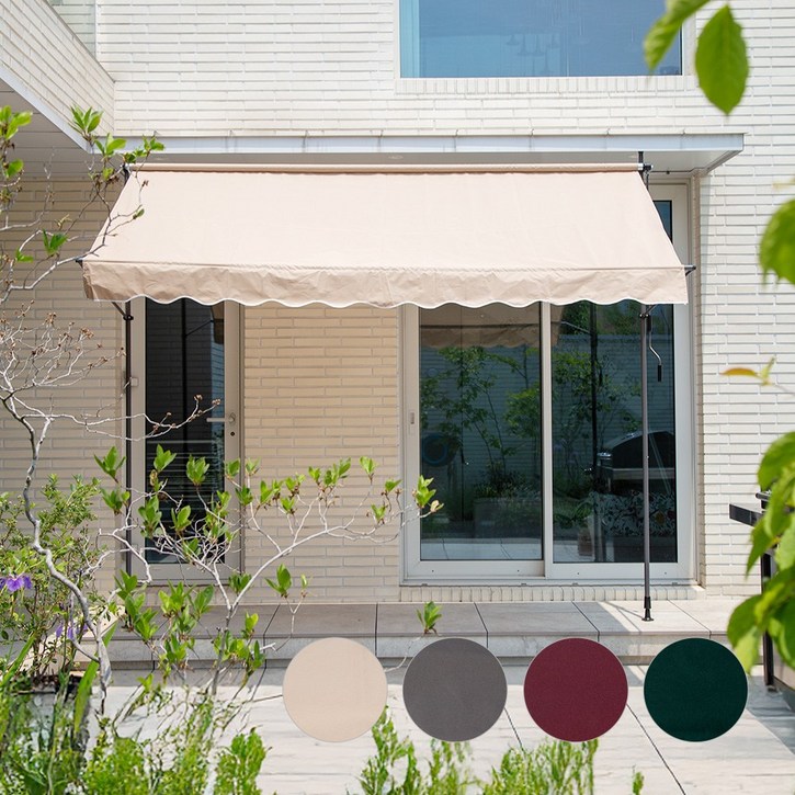 무타공 접이식 어닝 기둥식 수동 어닝 테라스 천막 차양막 비가림막