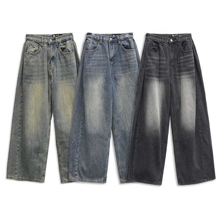 키140키150키160 키키코 폴딩핀턱와이드데님팬츠 와이드 청바지