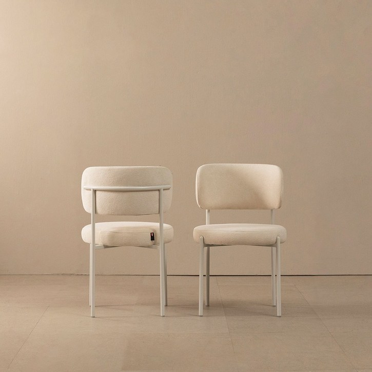 라움에스알 아란 부클레 쿠션 스틸 체어 인테리어 카페 식탁의자, 2개, 아란체어