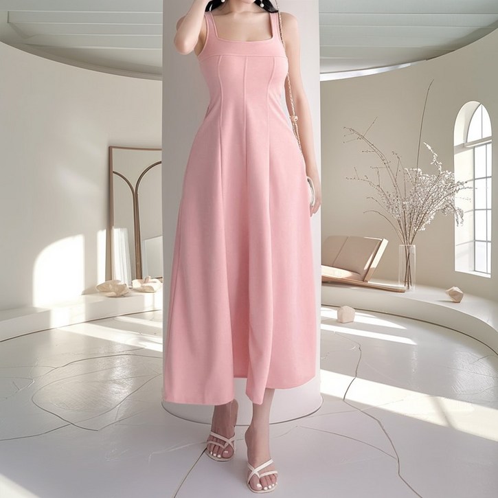 글램디브 뉴코티키 스퀘어넥 민소매 플레어 롱원피스 AH0113