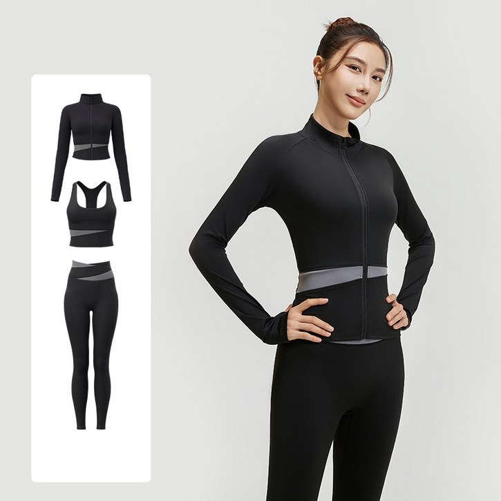 요가 필라테스 3종 세트 레깅스집업브라탑