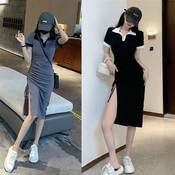 검수완료 루미나마트 봄 여름 가을 카라원피스 옆셔링 데이트룩 슬림핏 니트원피스 레이시원피스 품질관리 15년 경력 wkw110fb