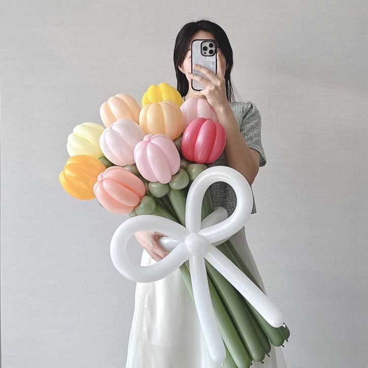 풍선꽃다발 요술 풍선꽃 만들기 세트 DIY 튤립 데이지, 1세트, 믹스그린