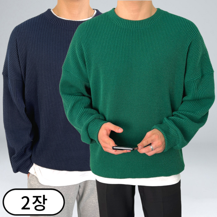 11 남성용 라운드 맨투맨 남자 세미 오버핏 스웨터 35292