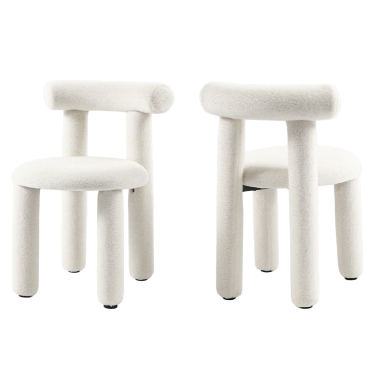 다야레인 식탁의자 모던 라운드 곡선 부클레 다용도 의자 인테리어 등받이 체어, 2개, 화이트