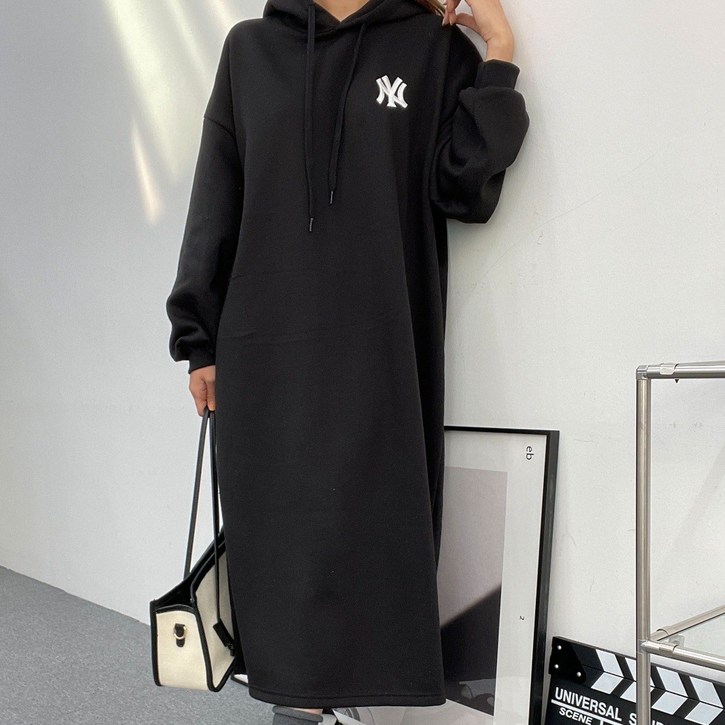 아르베네 국내제작 기모 자수 4488까지 후드롱원피스 겨울 빅사이즈