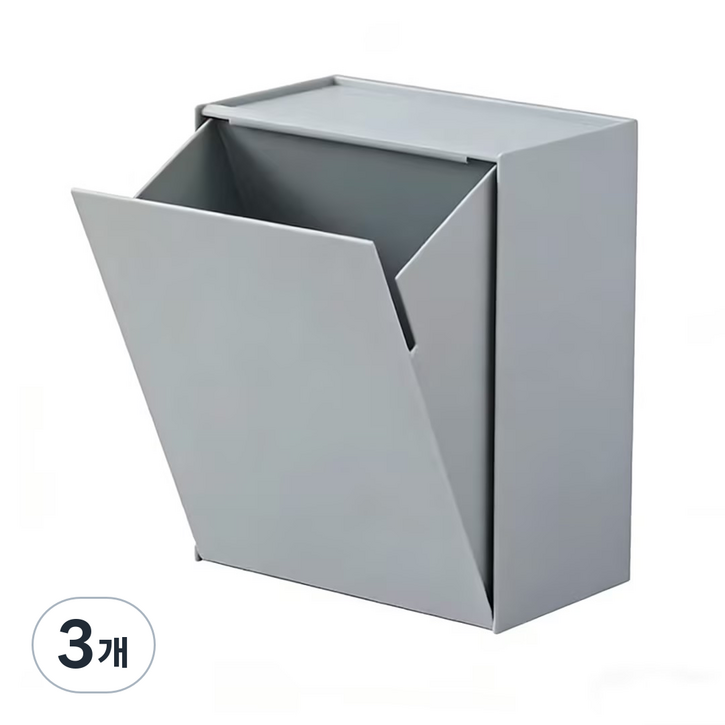 화장실 벽걸이형 정리함, 회색, 3개