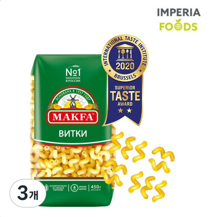 막파 MAKFA 파스타 면 코일 Pasta Coil Macaroni 마카로니, 450g, 3개