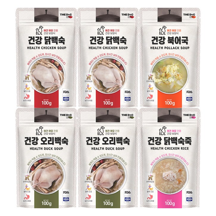 더독 반려동물 외식시리즈 건강 삼계 파우치 닭백숙 2p 북어국 2p 오리백숙 2p 닭백숙죽 2p 세트, 1세트