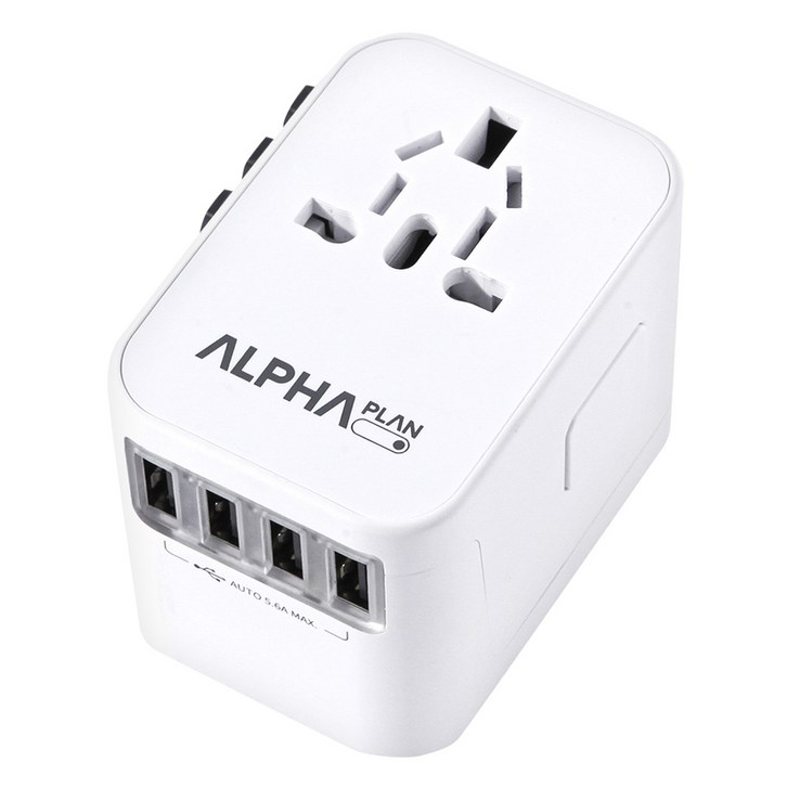알파플랜 초고속 여행용 멀티 어댑터 USB 5.6A 5포트 C타입 화이트, 1개 알파플랜 초고속 여행용 멀티 어댑터 USB 5.6A 5포트 C타입 화이트, 1개