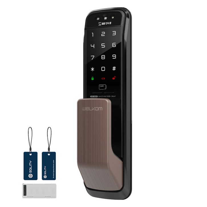 솔리티 웰콤 WiFi 무타공 푸시풀 얼굴인식 Iot 디지털 도어락 WP-500A, WP-500A, 고객직접설치
