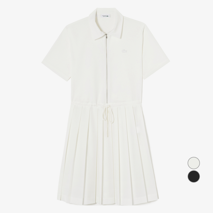 라코스테 여성용 카라 반팔 우븐 드레스 EF424E55G
