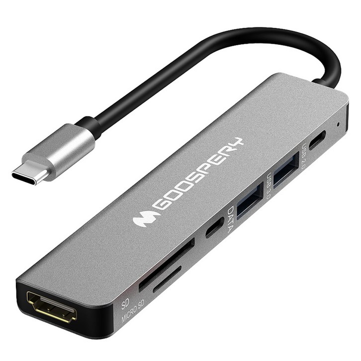구스페리 7포트 USB 3.0 HDMI C타입 멀티허브, 단일색상, 1개