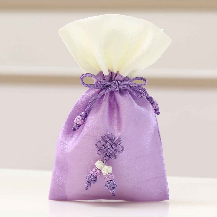 전통 복주머니 83소 선물포장주머니, 100개, 연보라