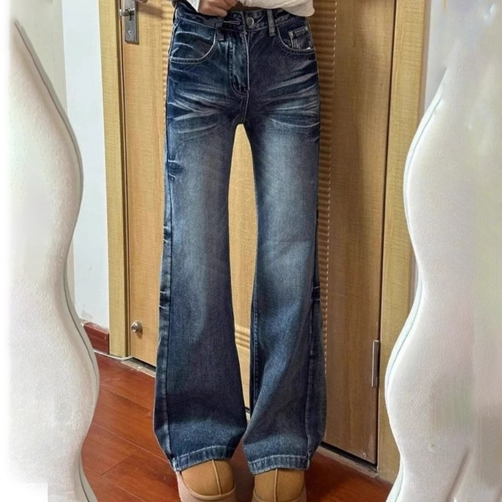 구을바 여성 워싱 스판 롱 부츠컷 데님팬츠 청바지