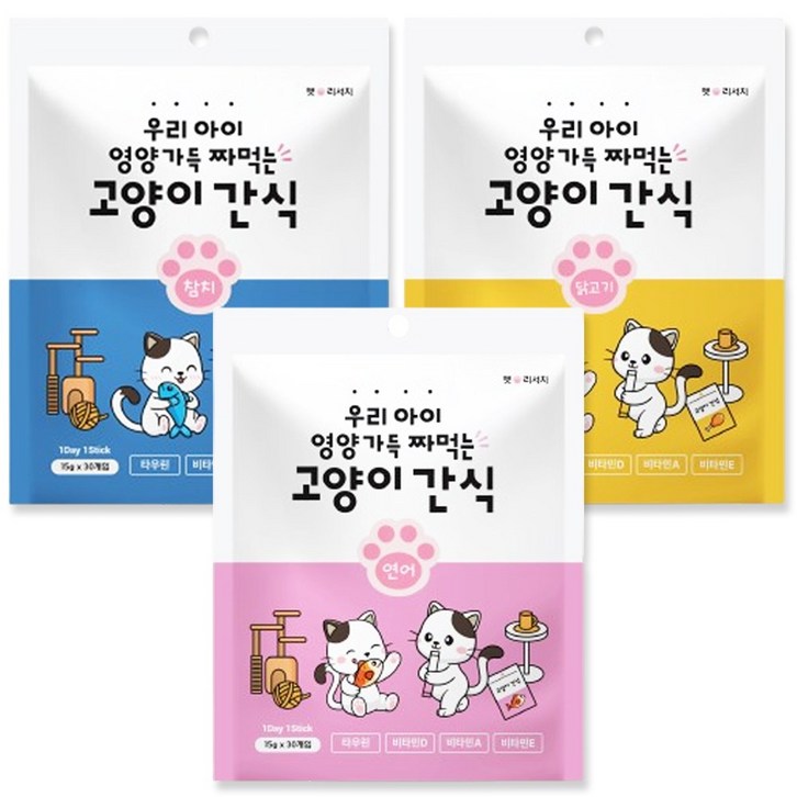 퐁츄르 짜먹는 고양이 간식, 90p, 15g, 혼합맛참치연어닭고기