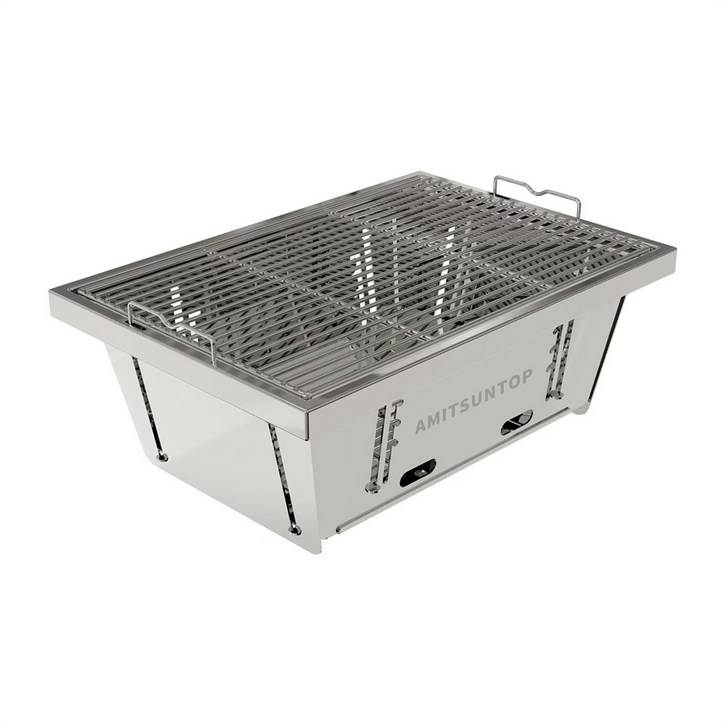 AMITSUNTOP 신속히 전개되는 손잡이달린 휴대용 접이식 바베큐 그릴,숯불 그릴