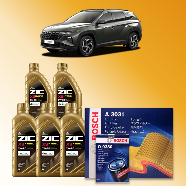 디 올 뉴 투싼 하이브리드 NX4 1.6터보 가솔린 엔진오일세트 ZIC X9 HYBRID 0W20
