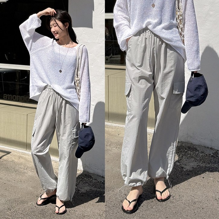 데일리앤 제디 여성 바스락 밴딩 조거 투웨이 스트링 카고 팬츠 봄 여름 가을