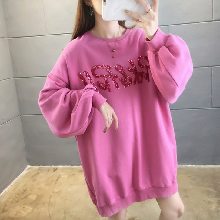 루나걸 펄나염 레터링 맨투맨