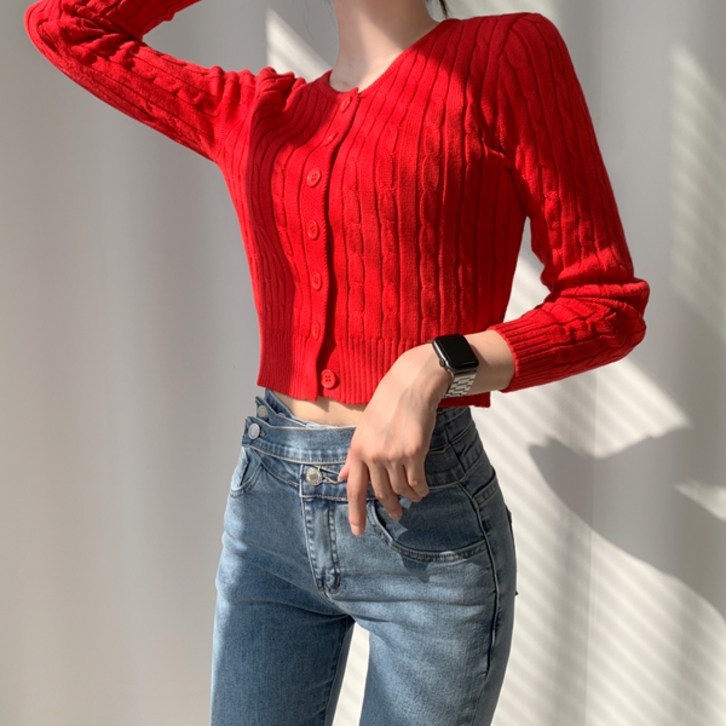 티데일리 여성용 꽈배기 크롭 니트 가디건 티데일리 여성용 꽈배기 크롭 니트 가디건
