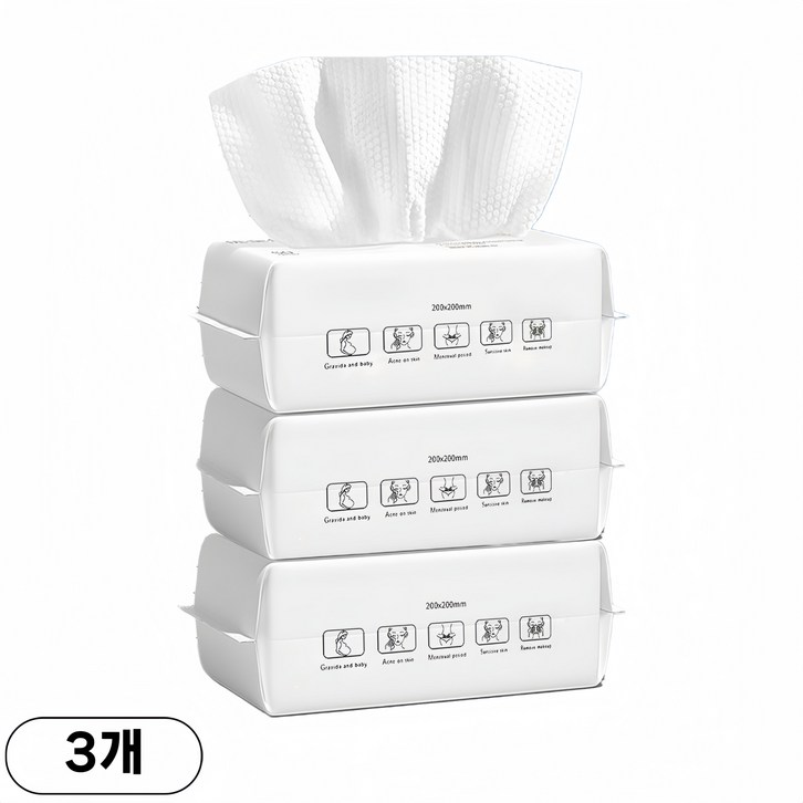 YOPENCE 100 순면 일회용 페이스타올 수건대용, 3개, 100매입