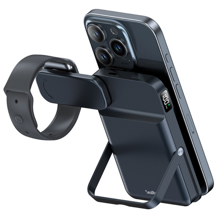 SealBaron 4in1 대용량 PD 22.5W QC3.0 고속충전 맥세이프보조배터리, 블랙