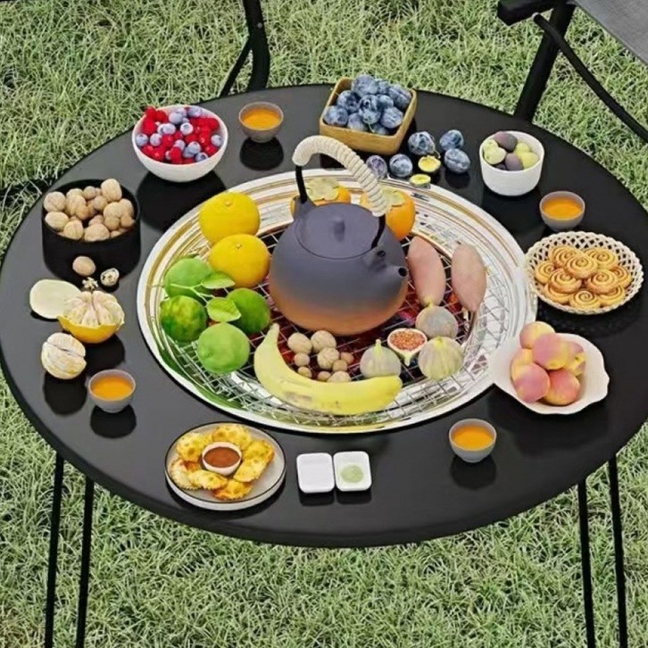 야외 바베큐 가정용 무연 바베큐 휴대용 접이식 바베큐 테이블 숯불 바베큐 야외 정원 난로 차 끓이기, 스모크포함 사각형 수납 가방