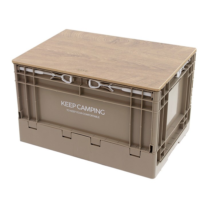 폴딩박스테이블 KEEP 캠핑 싱글 도어 오픈형 폴딩박스 51L + 전용 상판
