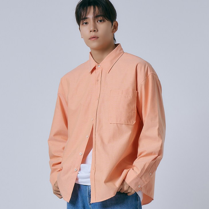 엘엑스티 남성용 옥스포드 오버핏 면혼방 긴팔 셔츠