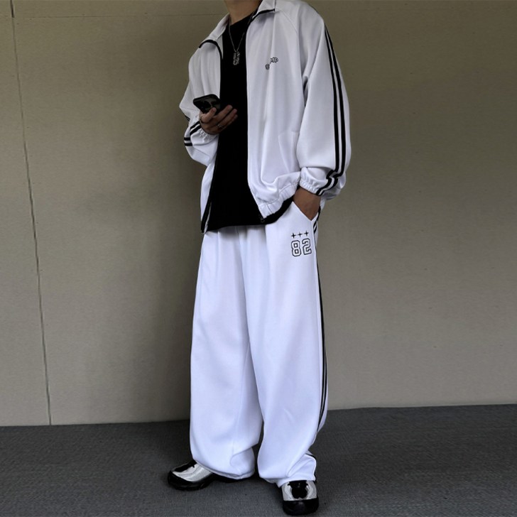 머시따 남성용 챔프 트랙 저지 집업 자켓  트랙 스트링 와이드팬츠