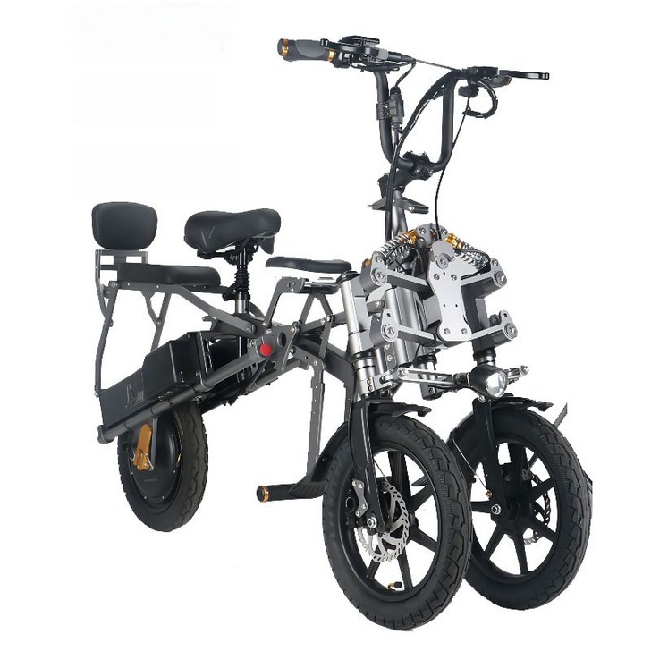 캠핑 레저용 3륜 접이식 전기자전거 휴대용 입문용 전동 3바퀴 1초 접이식 자전거 스쿠터, 8. 뉴3인석 500w 80km, 48V