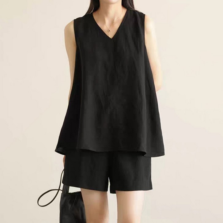 드마엘 여성 루엔 린넨 나시 투피스 상하세트 3color델로나