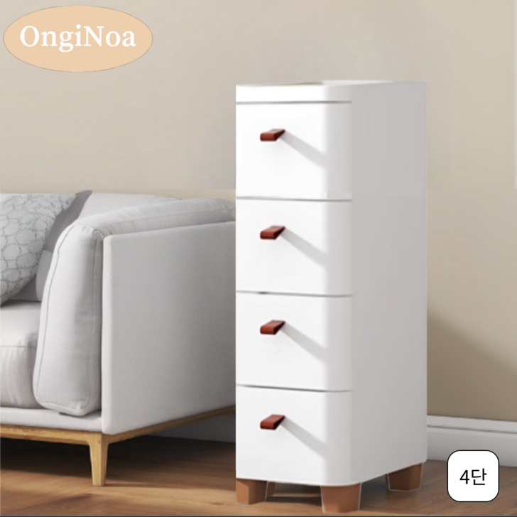 온기노아 틈새 수납장 틈새장 냉장고 수납장 서랍장 다용도 협탁 옷장 사이 거실, 화이트, 1개