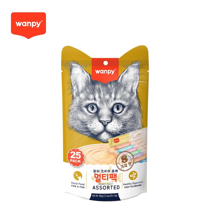 완피 크리미 퓨레 25p 짜먹는 고양이 츄르 간식 스틱