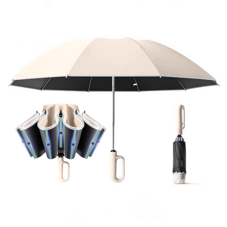 BFBI 우산 거꾸로 접이식 바람에 강한 3단 자동우산 우양산 자외선차단