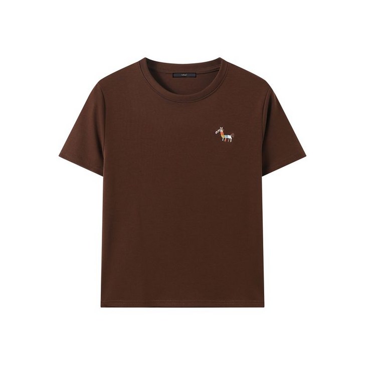 르샵 여성용 데일리 컬러 자수 반팔 티셔츠 DQ2LW013A