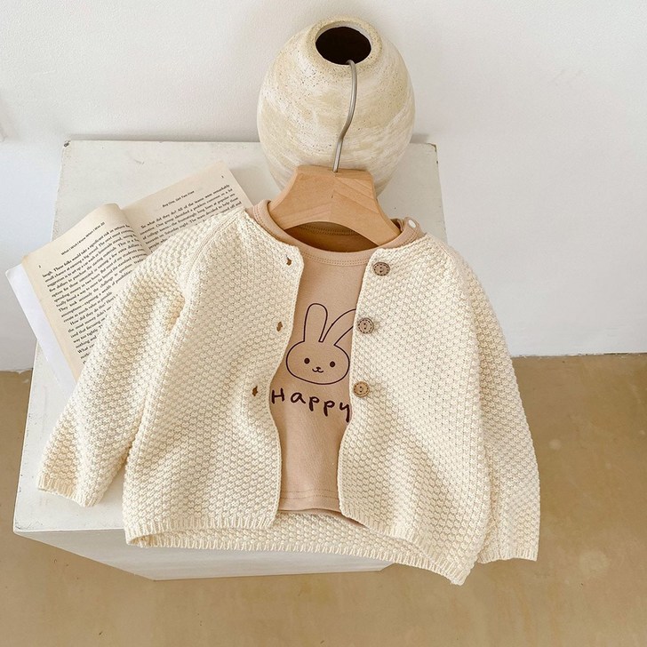 KC인증 당일발송베스더스 유아 아기 니트 와플 가디건 봄 간절기 백일 돌 애기옷 외출복