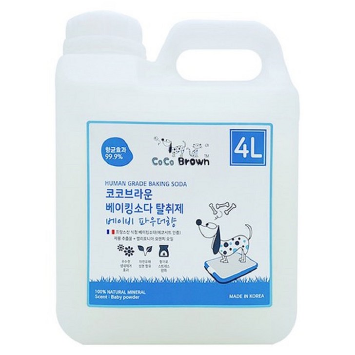 코코브라운 베이킹소다 반려동물용 탈취제 베이비 파우더향, 4L, 1개
