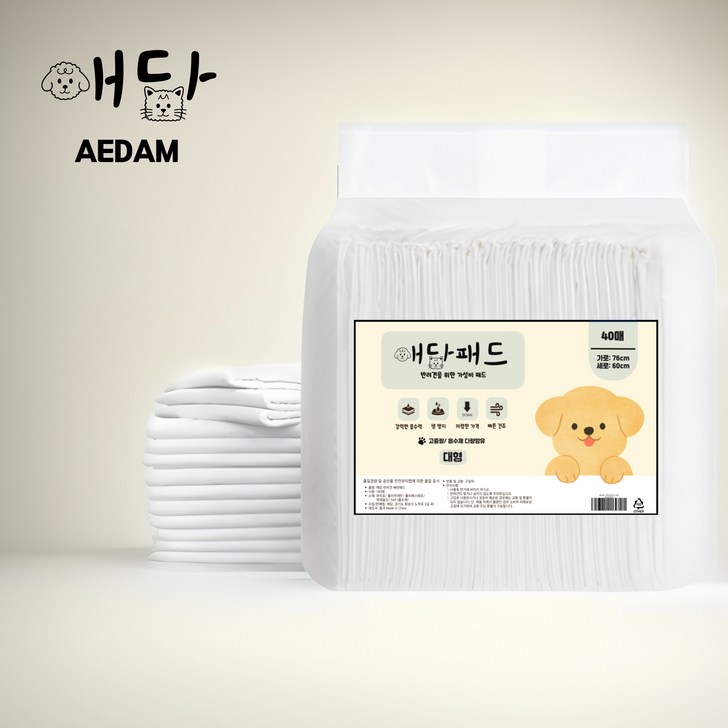 애담 흡수제 고함유 가성비 배변패드, 4팩, 100개입 애담 흡수제 고함유 가성비 배변패드, 4팩, 100개입