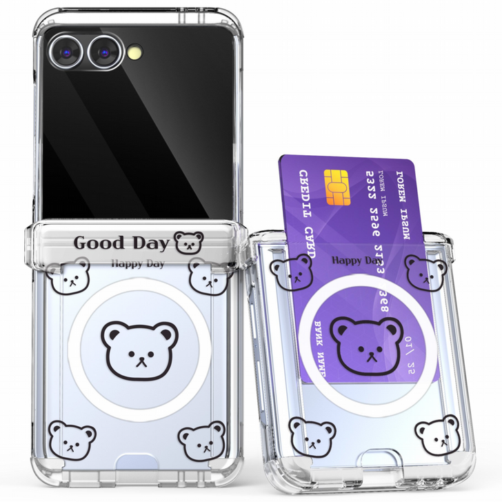 갤럭시Z플립 5 6 7 감성 디자인 맥세이프 카드 투명 하드 케이스