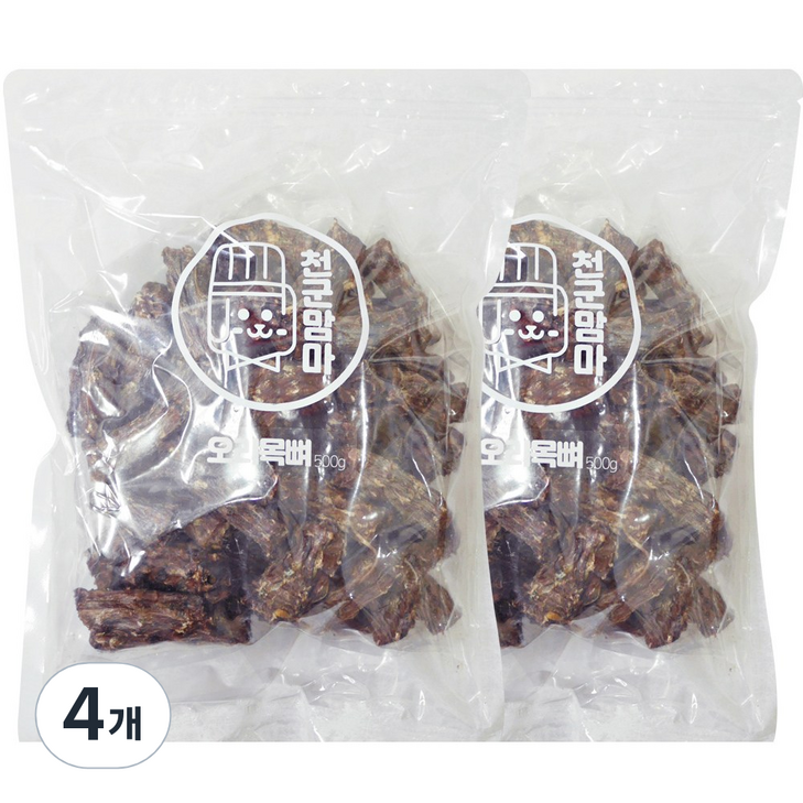 천군맘마 오리목뼈 강아지 간식 500g, 4개, 오리