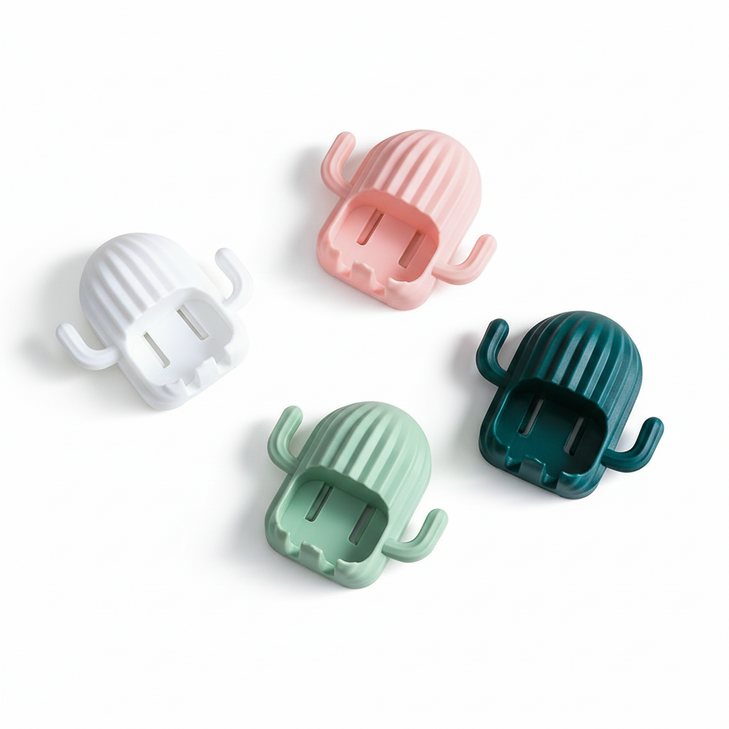 엘주드 무타공 욕실 칫솔꽂이 칫솔걸이, 1세트, 화이트핑크연녹색진녹색