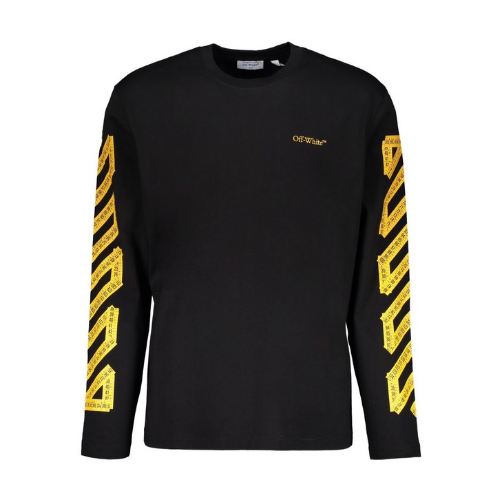 오프화이트 긴소매 그래픽 로고 티셔츠