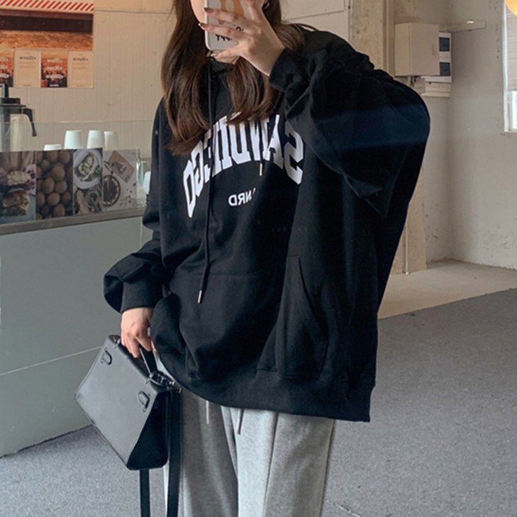 플랜와이 여성 데일리 샌디에고 오버핏 후드 티셔츠 PFS27