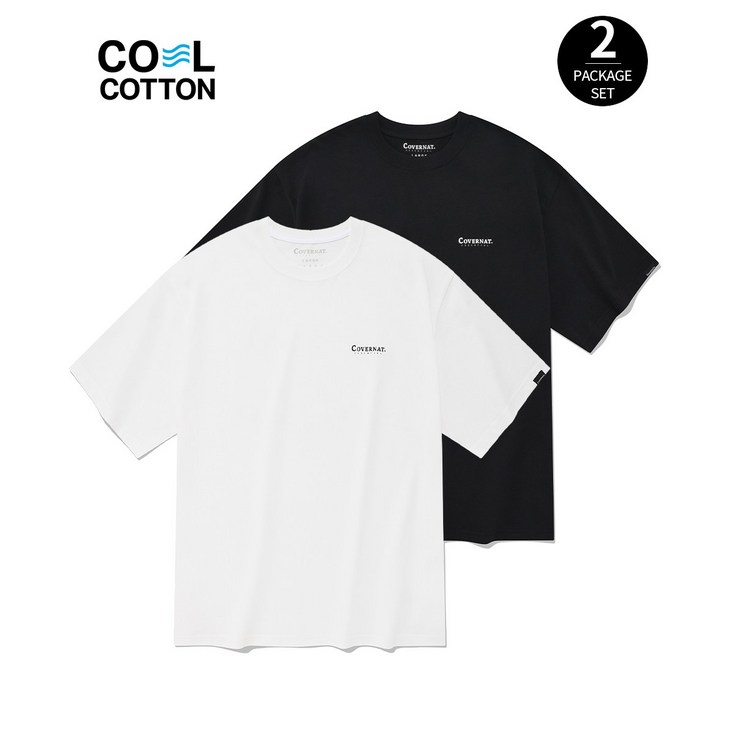 커버낫 본사에센셜 쿨 코튼 2PACK 티셔츠 블랙화이트