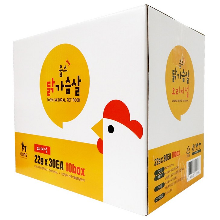 웁스 닭가슴살 오리지널 반려동물 간식, 22g, 30개